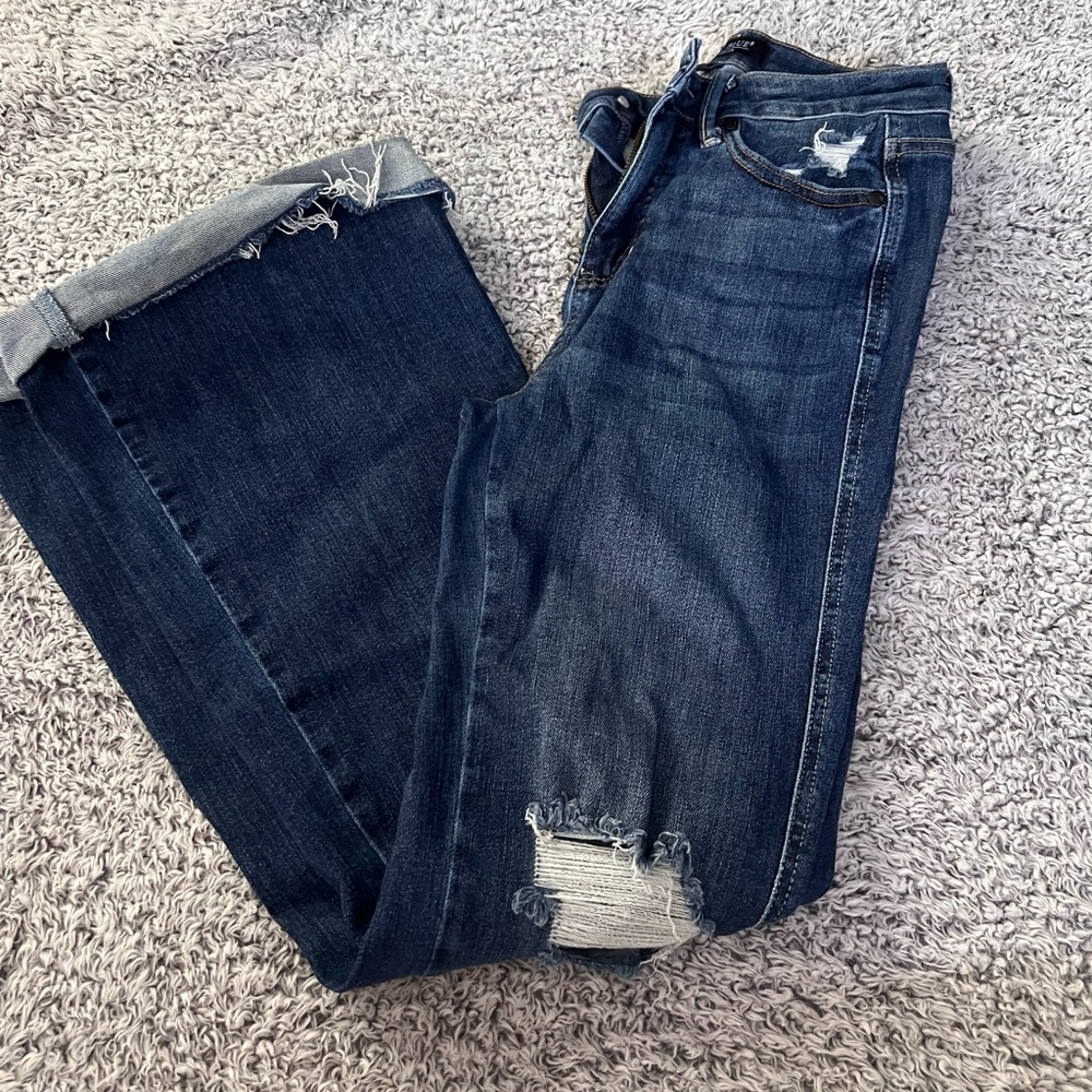 Judy Blue Dark Indigo Ripped Straight Leg Jeans